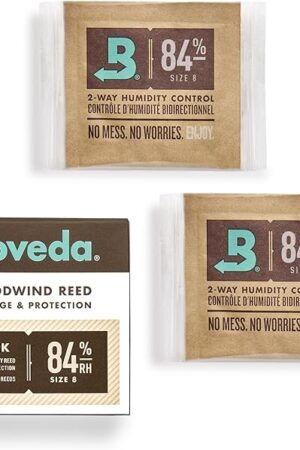 Boveda 84% Two-Way Humidity Control Packs for Woodwind Reeds – Size 8 – 2 Pack – Moisture Absorbers – Protects Against Drying & Spliting – Individually Wrapped Reed Humidifiers for Day-of Performance