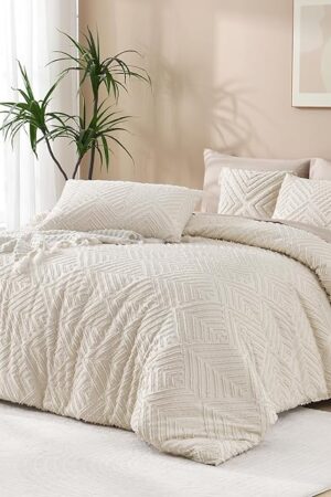 Andency Boho Tufted Comforter Set, Soft Lightweight Textured Down Alternative