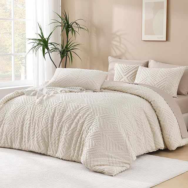 Andency Boho Tufted Comforter Set, Soft Lightweight Textured Down Alternative