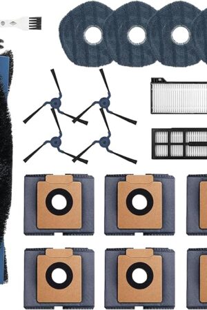 18 Pack X10 Pro Omni Replacement Parts Compatible with Eufy X10 Pro Omni Robot Vacuum Cleaner Accessories Kit,1 Roller Brush, 2 HEPA Filters, 4 Side Brushes, 4 Mop Cloths, 6 Dust Bags, 1 Cleaning Tool