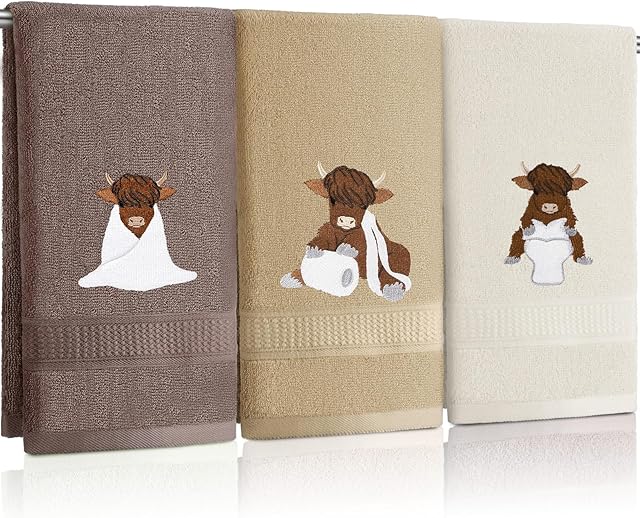 3 Pcs Hand Towels 100% Cotton, 13.3 x 29.5''