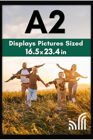 Americanflat A2 Picture Frame with Polished Plexiglass - 16.5x23.4 Frame with Engineered Wood - Signature Collection - A2 Frames for Wall Display - Black