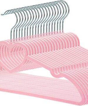 Velvet Hangers 20 Pack, 16" Non Slip Adult Hangers, Slim Clothes Hanger with 360 Degree Swivel Hook - Durable & Cute for Coats, Shirts, Dress (Pink)