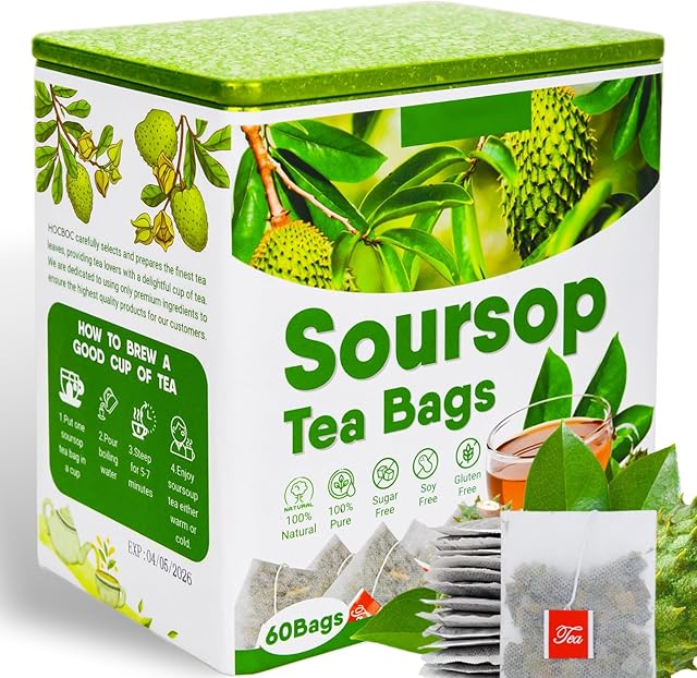 30 Pure Soursop Leaves Tea Bags, Natural Graviola (1.5g/bag) | No Sugar/Caffeine/Gluten | Pleasant Taste | Handmade Premium Leaves