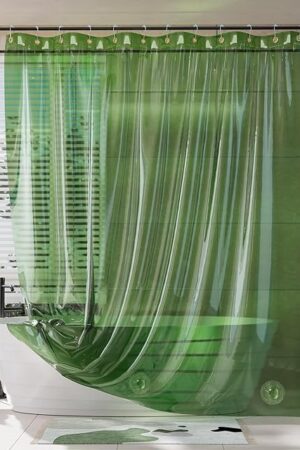 AmazerBath Shower Curtain Liner, 100% EVA Soft Clear Green Heavy Duty Luxury Shower Curtain and Liner 2-in-1, 72x72 Plastic Weighted Bathroom Shower Liner, 12 Rustproof Grommets & 3 Heavyweight Stones