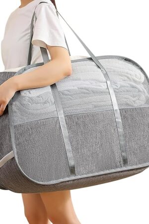 Collapsible Laundry Baskets with Easy Carry Handles, 95L Clothes Hamper for Storage, Foldable Laundry Basket Tear-proof, Large Pop Up Hampers for Laundry, Bedroom, Bathroom, Dorm Grey