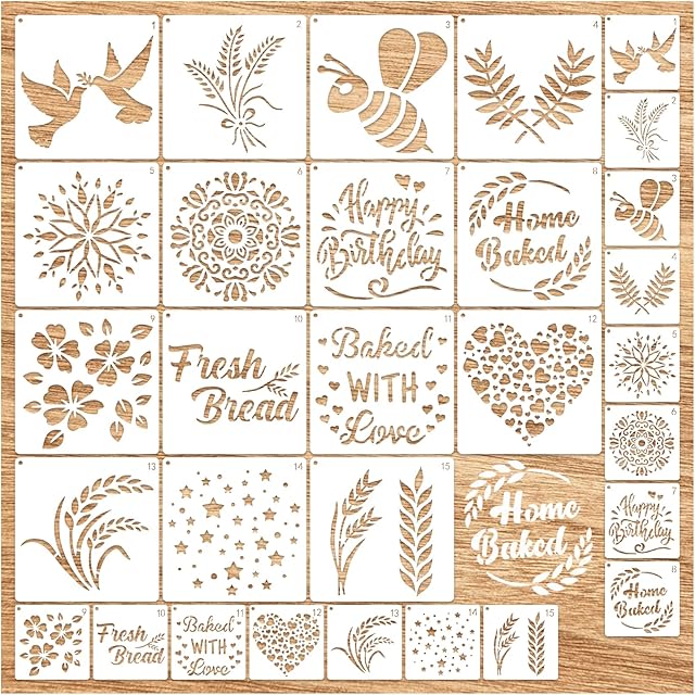 Bread Stencils for Sourdough Artisan Baking Template for Cake, Pie, or Cookie Decorating (bread30)