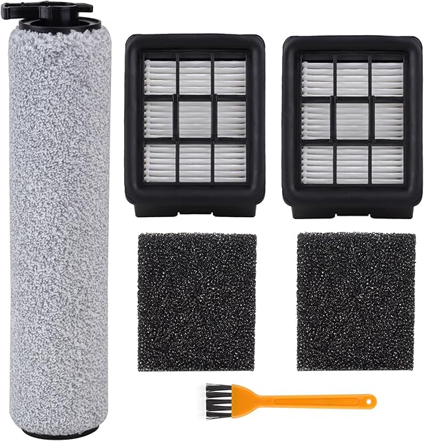 3649A Replacement Parts Compatible with Bissell Crosswave HF3 3649A Cordless Wet/Dry Vacuum Cleaner - 1 Main Brush Roller and 2 Hepa Filters and 2 Sponges