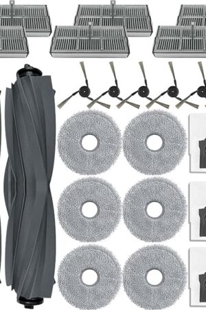 Accessories Replacement Parts Compatible with Dreame X40 Ultra/ L40 Ultra MOVA P10 Pro Ultra Robot Vacuum Cleaner, 2 Rubber Main Brush, 6 Filters, 6 Dust Bags, 6 Mop Pads, 6 Side Brushes