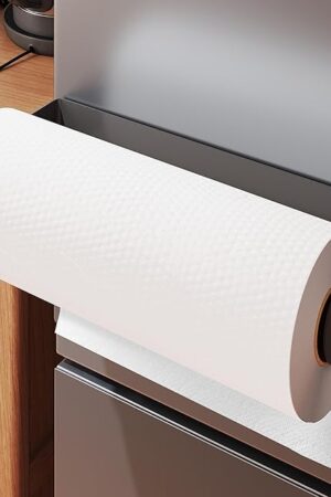 YIGII Magnetic Paper Towel Holder Black, Kitchen Outdoor Grill Garage Paper Towel Rack with Strong Magnets, Papertowel Holder for Fridge, Stainless Steel