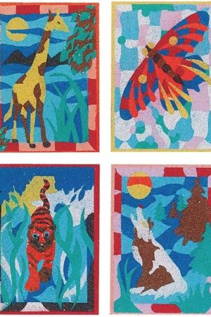 The S&S Worldwide Sand Art - Wild Animals, 5" x 7" (Pack of 12) - All Ages