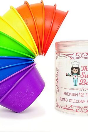 | Professional Jumbo Silicone Baking Cups | Premium 12 Piece Set | Reusable Cupcake Muffin Pans | BPA Free