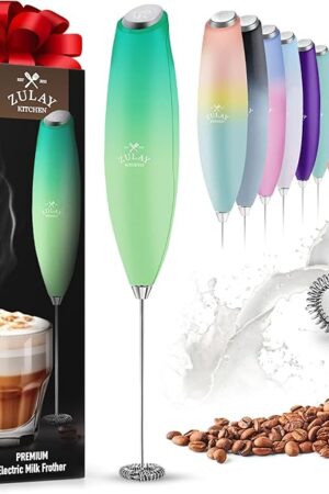 Zulay Powerful Milk Frother for Coffee with Powerful Motor - Handheld Frother Electric Whisk, Milk Foamer, Mini Mixer and Coffee Blender Frother for Latte, Matcha, No Stand - Ocean Spray