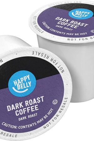 Amazon Brand - Happy Belly Dark Roast Coffee Pods, Compatible with Keurig 2.0 K-Cup Brewers, 100 Count