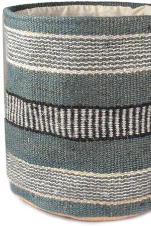 Colorful Jute Basket Organizer Bin for Clothes, Toys, Laundry | Nursery Planter Basket Storage Bin Woven Basket, 12'' × 12'' × 12'', Jute (Grey & White)