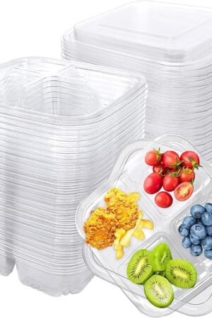 30 Pcs Bento Snack Containers,4 Compartment Meal Prep Lunch Containers with Lids,Food Storage Containers for Food Storage School Work Travel