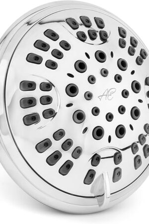 6 Function Adjustable Luxury Shower Head - High Pressure Boosting, Wall Mount, Bathroom Showerhead For Low Flow Showers, 2.5 GPM - Chrome