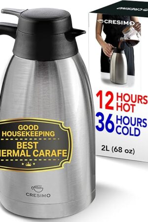 Cresimo Thermal Coffee Carafe 68oz 2L Stainless Steel Carafe