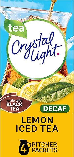 Crystal Light Sugar-Free Decaffeinated Lemon Iced Tea Naturally Flavored Powdered Drink Mix 4 Count Pitcher Packets