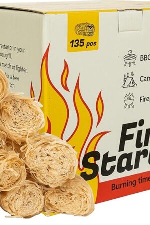 25pcs Fire Starter – Pine Wool & Natural Wax for Quick, Eco-Friendly Ignition of Grills, Fireplaces, Fire Pits & BBQs