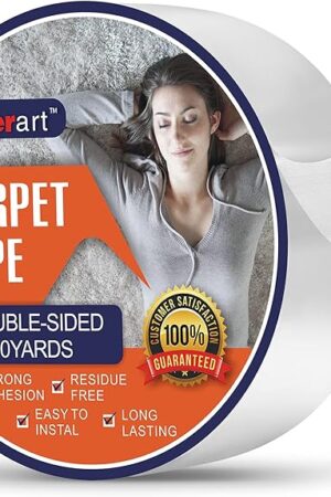 Double Sided Carpet Tape Heavy Duty for Area Rugs,Tile Hardwood Floors,Over Carpet,Rug Tape High Adhesive and Removable,Strong Sticky Tape,Residue Free,2 Inches x 10 Yards,White