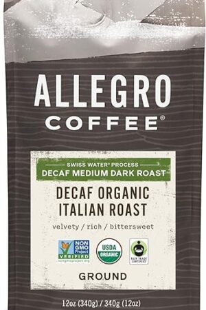 Allegro Coffee Decaf Organic Italian Roast Ground Coffee, 12 Ounce (Pack of 1)