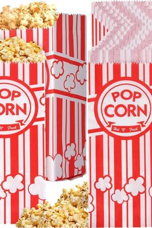 500 Pieces Paper Popcorn Bags, 1 oz Bags Individual Servings for Machine Maker Cart Supplies, Small Mini Pop Corn Bag Bulk Carnival Party