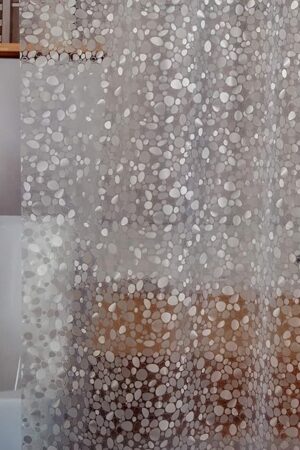 Waterproof Shower Curtain Liner 8G EVA Thick Shower Curtain with Heavy Duty 3 Bottom Magnets, Shower Liner for Shower Stall, Bathtubs, 3D Pebble Pattern, 72 x 72,12 Hooks