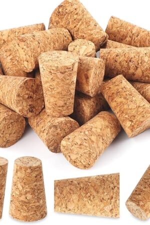 20 Pack Soft Wood Tapered Corks, Leakproof Plugs for Wine, Beer & Liquor Bottles, DIY Crafts 0.940.671.38 In