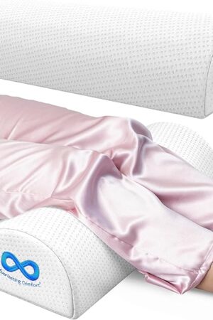 Everlasting Comfort Under Knee Pillow for Back Sleeping - Memory Foam Half Moon Leg Bolster Pillow for Back Pain, Thoracic Support