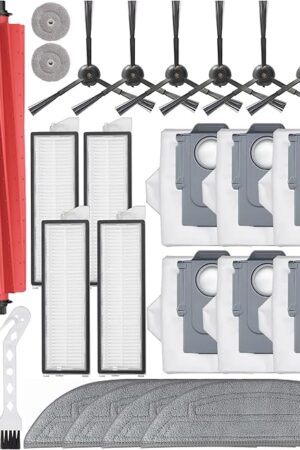 29 Pack Accessories Kit,Compatible with Roborock S8 MaxV Ultra Robot Vacuum,1 Mop Clean Brush,2 Roller Brush,4 Small Mop,4 Mop Pads,4 Hepa Filters,6 Side Brush,6 Vacuum Bags,S8 Max Parts