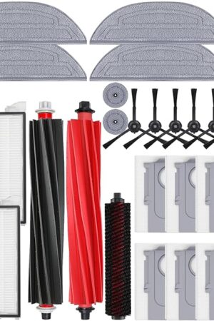 29Pcs Accessories Kit for Roborock S8 Maxv Ultra Robot Vacuum Cleaner,1 High-Speed Cleaning Brush,2 Main Brushes,4 HEPA Filters,4 Mop Cloths,4 Edge Mop Cloths,6 Side Brushes,6 Dust Bags,S8 Accessories