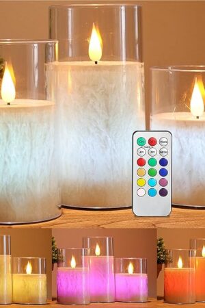ACROSS Color Changing Flameless Candles With Remote Control, Battery Operated Candles LED Pillar Candle with Timer, 4'' 5'' 6'' candles set of 3 Pack For Wedding Centerpieces Holiday table Decorations