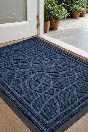 DEXI Front Door Mat Doormat Welcome Mats for Patio, Garage, 3x2, Blue