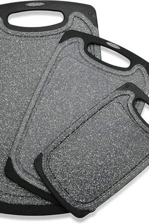 Cutting Boards for Kitchen, Large-Small Cutting Board Set of 3, Dishwasher Safe, Juice Groove, Easy Grip Handle, Non-Slip Rubber Cutting Board
