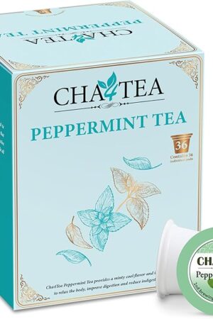 Cha4TEA 36-Count Peppermint Herbal Tea Pods - Compatible with Keurig Brewers