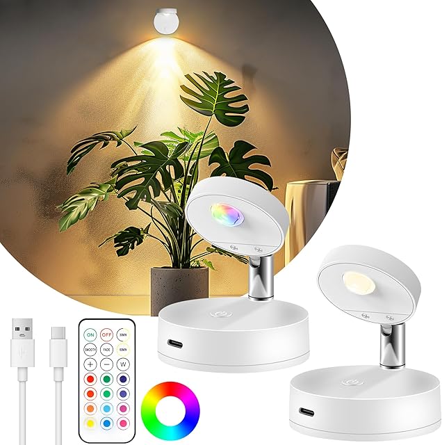 2 Pack LED Spotlight RGB Spot Light Puck Lights