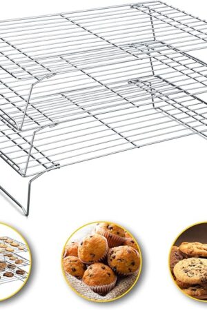 Cooling Racks - 10 * 16 Inch 3PCS Stackable Tall Baking Racks, Stainless Steel Wire Rack for Baking Sheet, Cooling Racks for Cooking and Baking, Oven and Dishwasher Safe