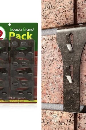 Brick Hook Clips (12 PCS) for Hanging Outdoors, Brick Hangers Fit Standard Size Brick 2-1/4" to 2-3/8" in Height, Heavy-Duty Brick Siding Clips Wall Hangers for Hanging No Drill and Nails