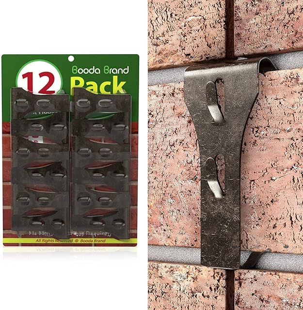 Brick Hook Clips (12 PCS) for Hanging Outdoors, Brick Hangers Fit Standard Size Brick 2-1/4" to 2-3/8" in Height, Heavy-Duty Brick Siding Clips Wall Hangers for Hanging No Drill and Nails