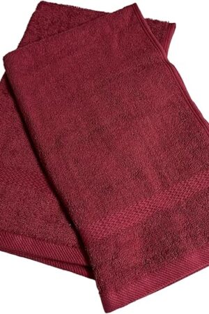 2 Pack Hand Towels Full Terry Premium Plus,100% Cotton, Size 16x27, Ideal for Salons, Spas, Sports, Teams, Home (Burgundy)