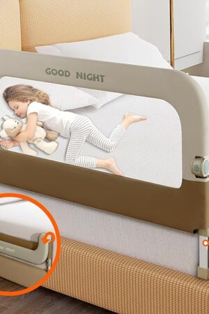 Bed Guard Rail for Toddlers - 32" Adjustable Heights & Folding up Portable Bed Railing for Baby - Toddler Bed Rails Guard for Crib, Twin, Bunk,Full Size, Queen & King Bed
