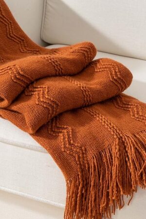 BATTILO Home Throw Blanket Caramel Rust Orange 50"x60"