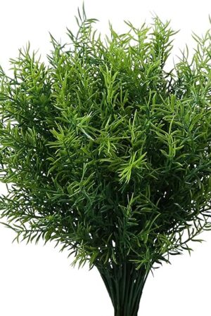 Artificial Plants Flowers Grass Shrubs 8 Pack No Fade Faux Plastic Flowers Outdoor for Farmhouse Garden Porch Patio Indoor Wedding Decoration Greenery Fake Plants uv Resistant