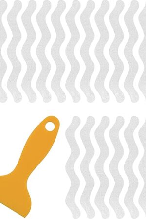 20-Pack Clear Bathtub Stickers Non-Slip, Wave-Shaped Shower Decals with Scraper, Peel-and-Stick Tub Treads for Kids & Elders, Removable, No-Residue, 7.8"x0.8" Each