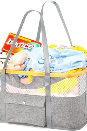 1 Second Fold Laundry Basket U-Handle Holds 33lbs 1.5 Loads Fits Dryers Fold to 2 Inch Storage for Clothes Toys Baby