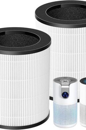 2 Pack M03 Filter Replacement Compatible with MOOKA M03 & B-D03 Air Purifi-er for Home Large Room up to 1500 ft², 3-in-1 HEPA filter with High-Efficiency Activated Carbon filter