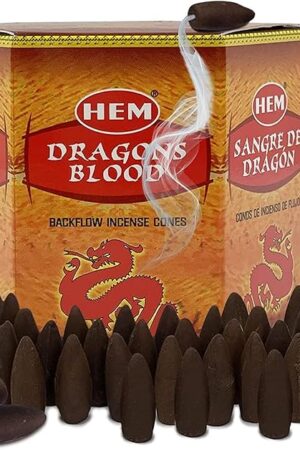 Dragons Blood Hem Backflow Incense Cones for Waterfall Aromatic Smoke Fountain Haze Falls - 40 Large Back Flow Incense Cones Scented