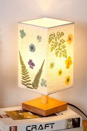 WSYEAR Pressed Floral Lamp-Bedside Vintage Gifts for Birthday Anniversary, Flower Desk Lamp for Bedroom Living Room, Dorm, Home, Office Decor