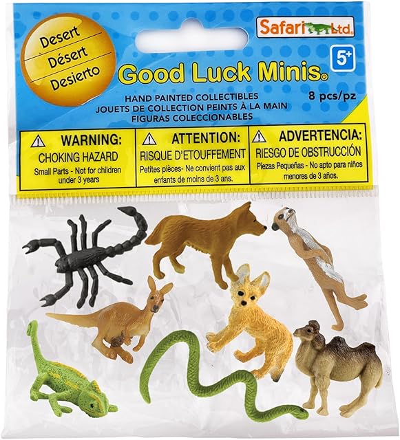 The Safari Ltd. Good Luck Minis Desert Fun Pack - 8 Pack of (1) Inch Animal Figures - Toy for Boys, Girls & Kids Ages 5+